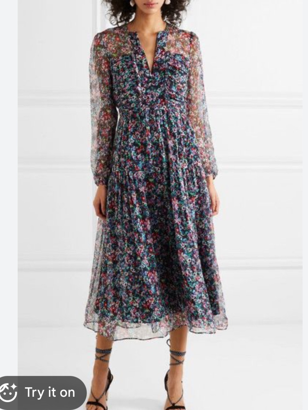 Saloni Yasmeen Dress in Navy Dewdrops 100% Silk Size 8